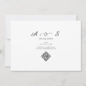 Modernes Schwarz-weißes Foto Monogram Formal Weddi Einladung (Rückseite)