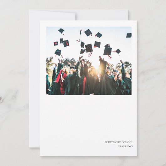 Modernes Schwarz-weißes Foto Party Abschluss Einladung (Rückseite)