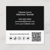 Modernes Schwarz-weißes Foto Qr Code Social Media Quadratische Visitenkarte (Rückseite)