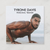 Modernes Schwarz-weißes Foto Qr Code Social Media Quadratische Visitenkarte (Vorderseite)