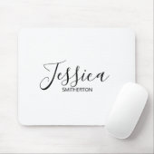 Modernes Schwarz-weißes Full Name Trendy Stylish Mousepad (Mit Mouse)