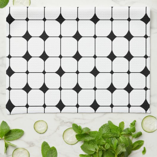 Modernes Schwarz-weißes geometrisches Muster des M Geschirrtuch (Gefaltet)