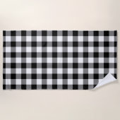 Modernes, Schwarz-weißes Gingham Pattern Strandtuch (Vorderseite)