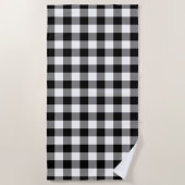 Modernes, Schwarz-weißes Gingham Pattern Strandtuch (Vorderseite)
