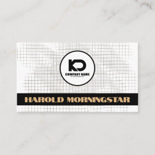 Modernes Schwarz-weißes Gitter mit Qr und Logo Visitenkarte