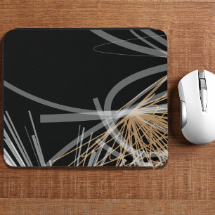 Modernes Schwarz-weißes Gold Abstract Design Mousepad
