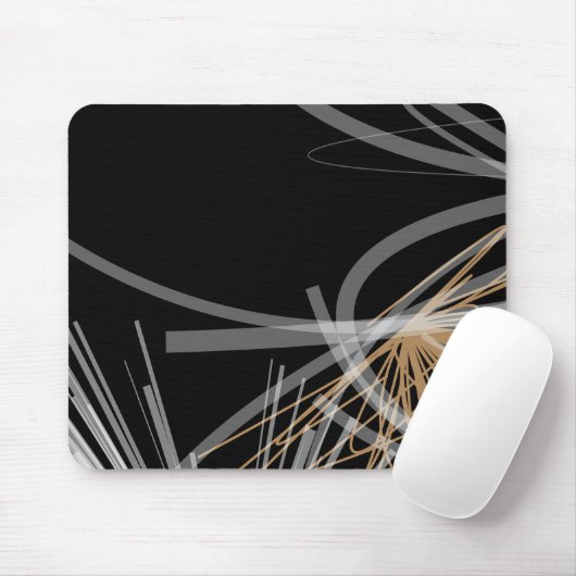 Modernes Schwarz-weißes Gold Abstract Design Mousepad (Mit Mouse)
