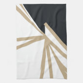 Modernes Schwarz-weißes Gold Abstrakt Geschirrtuch (Vertikal)