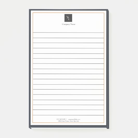 Modernes Schwarz-weißes Gold mit Business-Logo Post-it Klebezettel (Vorderseite)