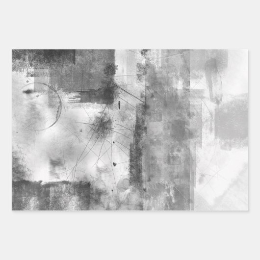 Modernes Schwarz-weißes Grau Rustikales Abstrakt s Geschenkpapier Set (Vorderseite 2)