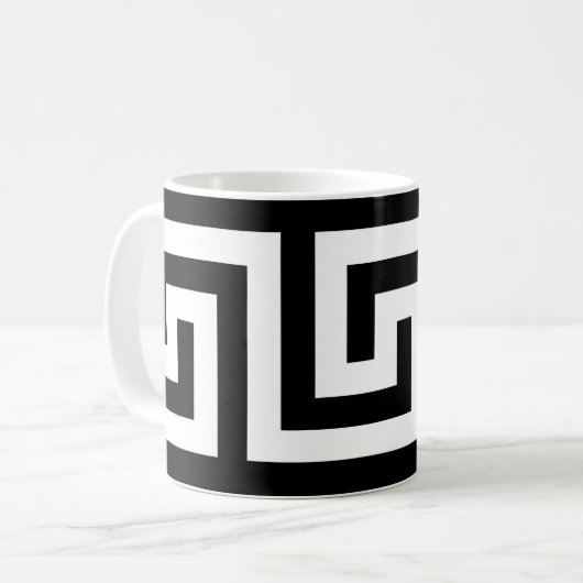 Modernes Schwarz-weißes griechisches Elegant Kaffeetasse (Vorderseite Links)