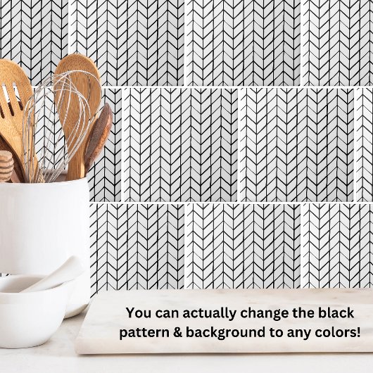 Modernes Schwarz-weißes Herringbone Fliese