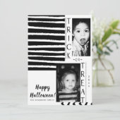 Modernes Schwarz-weißes Hochkontrast Halloween-Fot Einladung (Stehend Vorderseite)