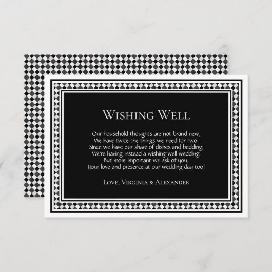 Modernes Schwarz-weißes Hochzeitsgedicht Begleitkarte (Vorne/Hinten)