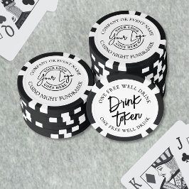 Modernes Schwarz-weißes Hochzeitsgetränk Pokerchips