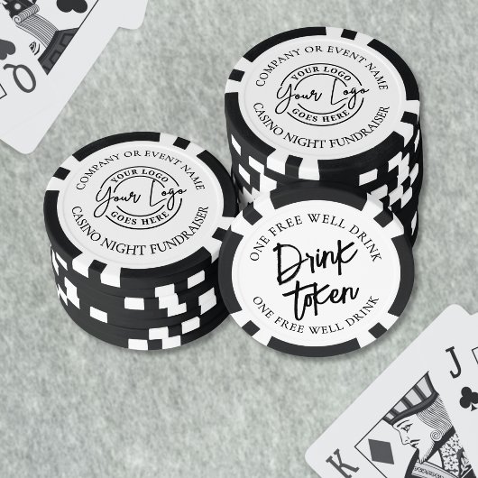 Modernes Schwarz-weißes Hochzeitsgetränk Pokerchips