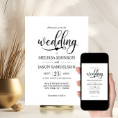 Modernes Schwarz-weißes Hochzeitsherz | DIGITAL Einladung