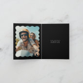 Modernes Schwarz-weißes Hochzeitsszenario-Foto Dankeskarte (Innenseite)