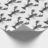 Modernes Schwarz-weißes Hummer-Muster für Wasserfa Geschenkpapier (Ecke)