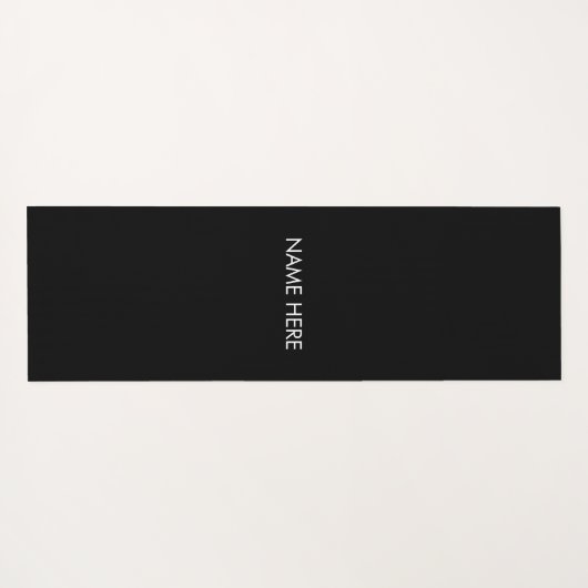 Modernes Schwarz-weißes individuelle Name-Monogram Yogamatte (Rückseite (Horizontal))
