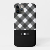 Modernes Schwarz-weißes Kariertes Monogramm Case-Mate iPhone Hülle (Rückseite)