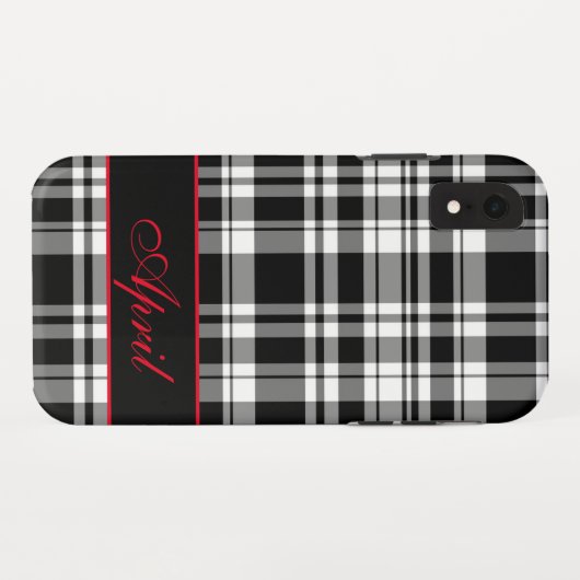 Modernes Schwarz-weißes Kariertes Muster Case-Mate iPhone Hülle (Rückseite (Horizontal))