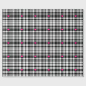 Modernes Schwarz-weißes kariertes Muster, rosa Her Geschenkpapier (Flach)