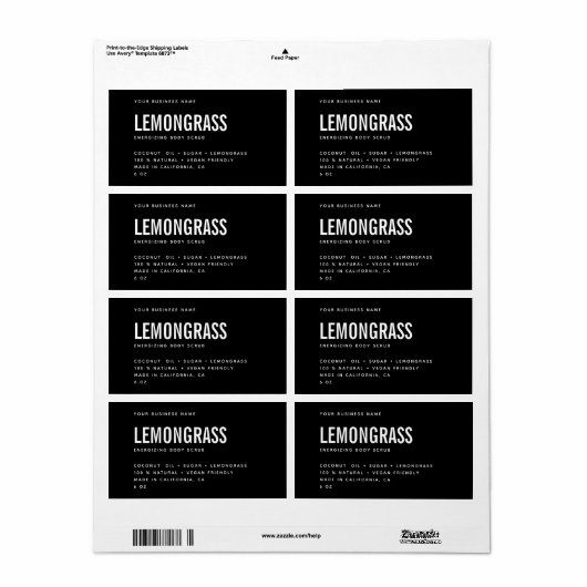 Modernes Schwarz-weißes Karosserieetikett (Vorne)