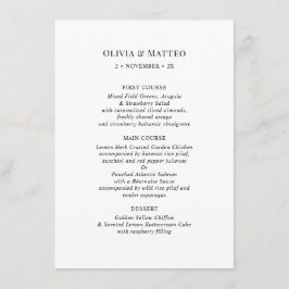 Modernes Schwarz-weißes klassisches Empfang-Menü Menükarte