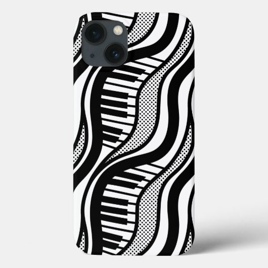 Modernes Schwarz-weißes Klavier Wavy Case-Mate iPhone Hülle (Rückseite)