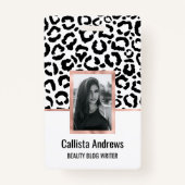 Modernes Schwarz-weißes Leopard-Muster für Tierdru Ausweis (Vorderseite)