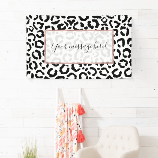 Modernes Schwarz-weißes Leopard-Muster für Tierdru Banner (Insitu)