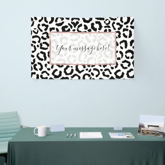 Modernes Schwarz-weißes Leopard-Muster für Tierdru Banner (Messeveranstaltung)