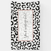 Modernes Schwarz-weißes Leopard-Muster für Tierdru Banner (Vertikal)