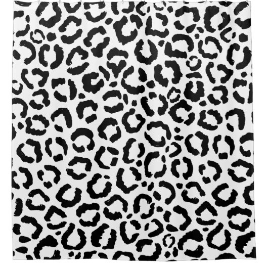 Modernes Schwarz-weißes Leopard-Muster für Tierdru Duschvorhang (Vorderseite)