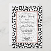 Modernes Schwarz-weißes Leopard-Muster für Tierdru Einladung (Vorderseite)