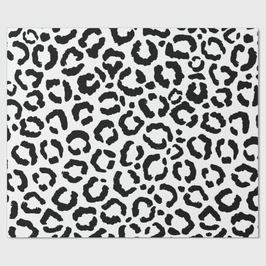 Modernes Schwarz-weißes Leopard-Muster für Tierdru Geschenkpapier (Flach)