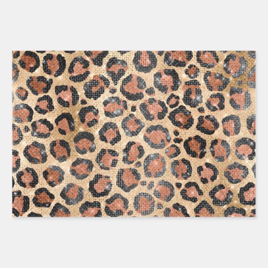Modernes Schwarz-weißes Leopard-Muster für Tierdru Geschenkpapier Set (Vorderseite 3)
