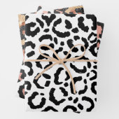 Modernes Schwarz-weißes Leopard-Muster für Tierdru Geschenkpapier Set (Beispiel)