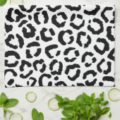 Modernes Schwarz-weißes Leopard-Muster für Tierdru Geschirrtuch (Gefaltet)