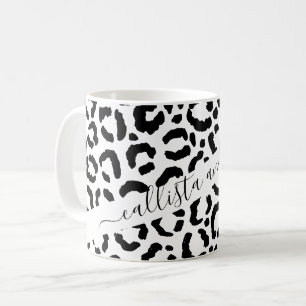 Modernes Schwarz-weißes Leopard-Muster für Tierdru Kaffeetasse