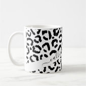 Modernes Schwarz-weißes Leopard-Muster für Tierdru Kaffeetasse (Links)