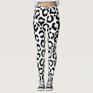 Modernes Schwarz-weißes Leopard-Muster für Tierdru Leggings