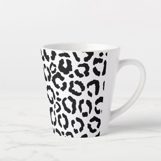 Modernes Schwarz-weißes Leopard-Muster für Tierdru Milchtasse (Rechts)
