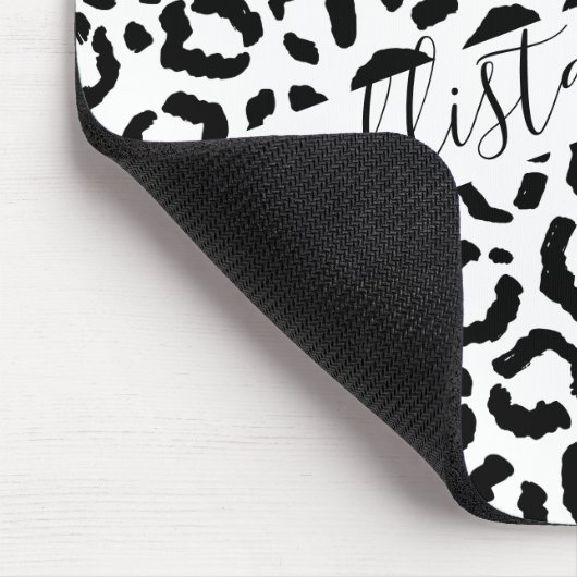 Modernes Schwarz-weißes Leopard-Muster für Tierdru Mousepad (Ecke)