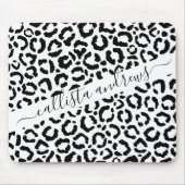 Modernes Schwarz-weißes Leopard-Muster für Tierdru Mousepad (Vorne)