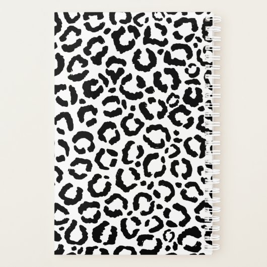 Modernes Schwarz-weißes Leopard-Muster für Tierdru Planer (Rückseite)