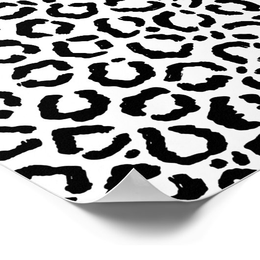 Modernes Schwarz-weißes Leopard-Muster für Tierdru Poster (Ecke)