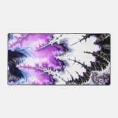 Modernes Schwarz-weißes Lila Fraktal Schreibtischunterlage (Vorderseite)