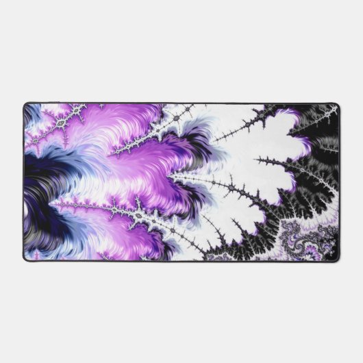 Modernes Schwarz-weißes Lila Fraktal Schreibtischunterlage (Vorderseite)
